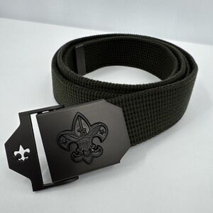 Boy Scouts of America Men BSA Web Belt XL Green Metal Buckle Military Adjustable